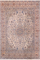 handmade Traditional Nahin Beige Peach Hand Knotted RECTANGLE 100% Wool Pile area rug 12x17